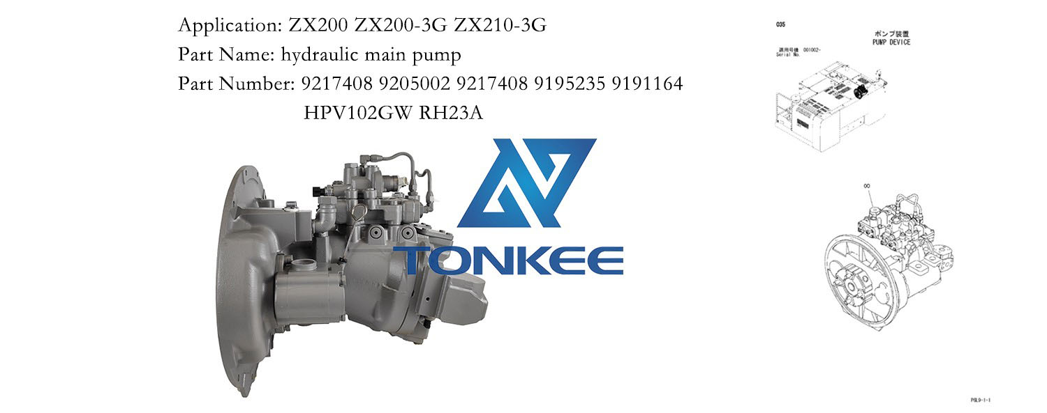 9217408 9205002 9217408 9195235 9191164 HPV102GW RH23A piston pump device ZX200 ZX200-3G ZX210-3G