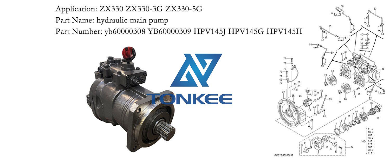 YB60000309 9122780 9136850 HPV145H-28A HPV145J-28B HPV145D RH28DB hydraulic main pump EX300-3 ZX330-5G piston pump