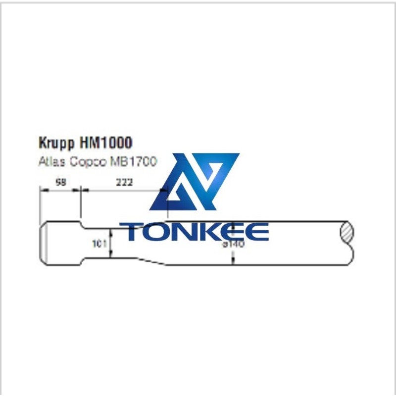 Krupp HM1000 140mm, chisel Hydraulic breaker pipe driver | Partsdic®