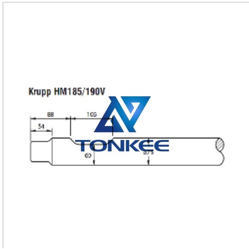 Krupp HM185 190V 75mm, Rock breaker chisels, Hydraulic breaker pipe driver | Partsdic®