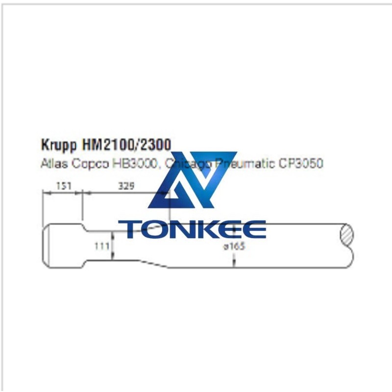 Krupp HM2100 2300 165mm, chisel Hydraulic breaker pipe driver | Partsdic®