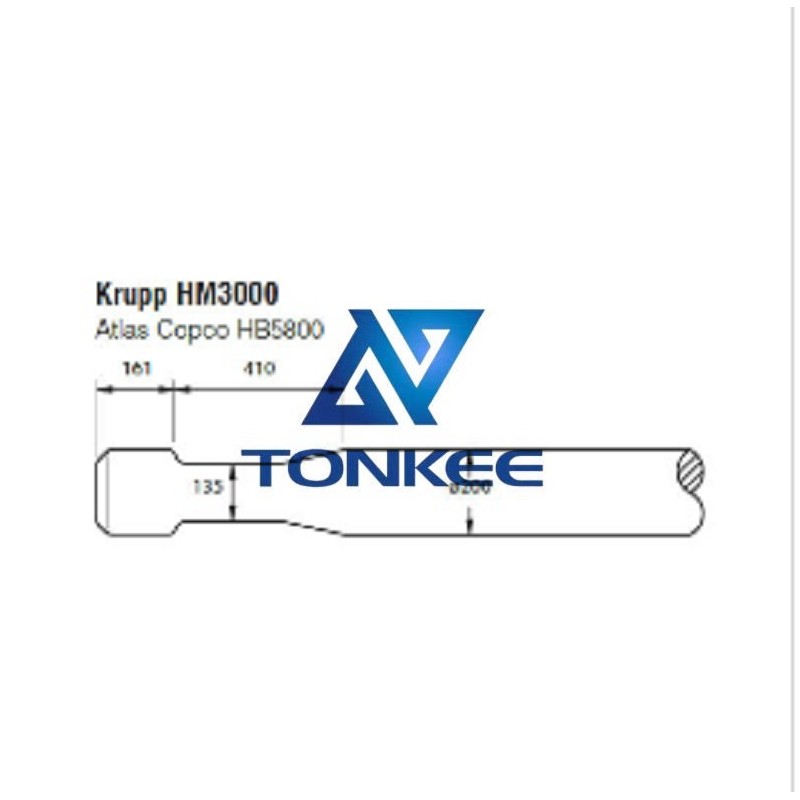 Krupp HM3000 Rock, breaker tamping tool 200mm, chisel Hydraulic breaker pipe driver | Partsdic® 
