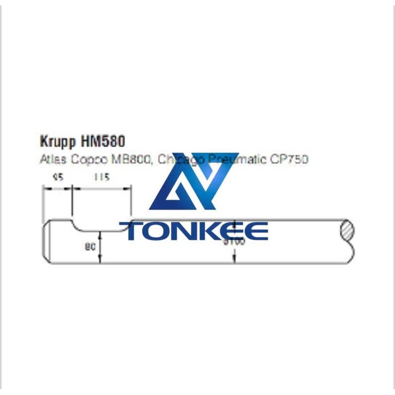 Krupp HM580 tool 100mm, chisel Hydraulic breaker pipe driver | Partsdic®