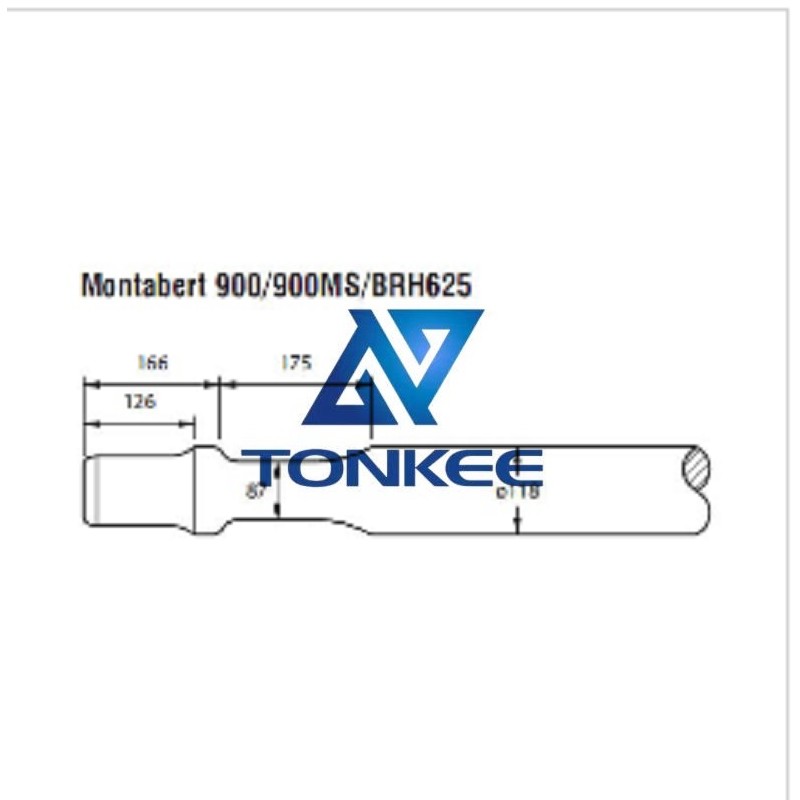 Montabert 900MS, hydraulic hammer elephant foot 118mm, chisel Hydraulic breaker pipe driver | Partsdic®